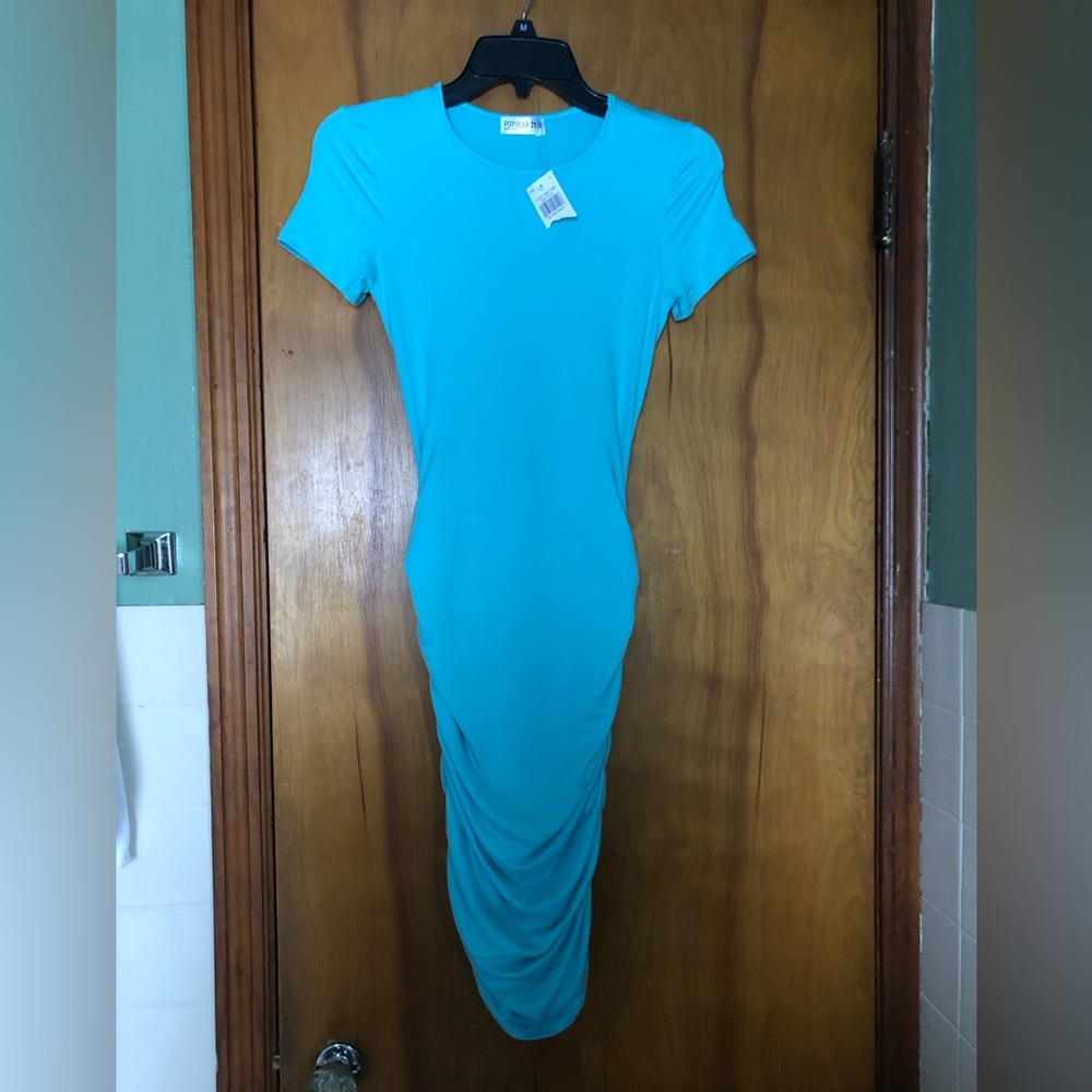 Back Cutout Short Sleeve Midi Bodycon Dreaa